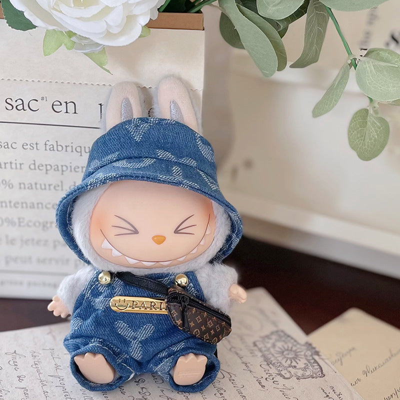 Labubu Denim Outfit for 17cm Sitting Doll - First & Second Gen