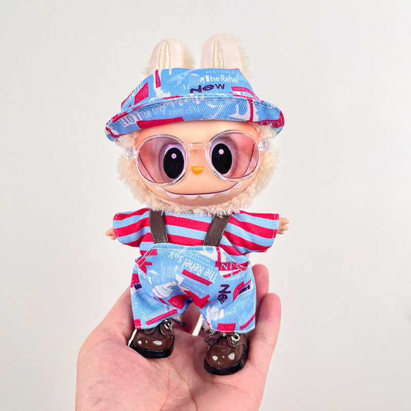 Wholesale 17cm one, two and three generations of labubu doll cloth cloth clothes pendant blind box sit party doll suit