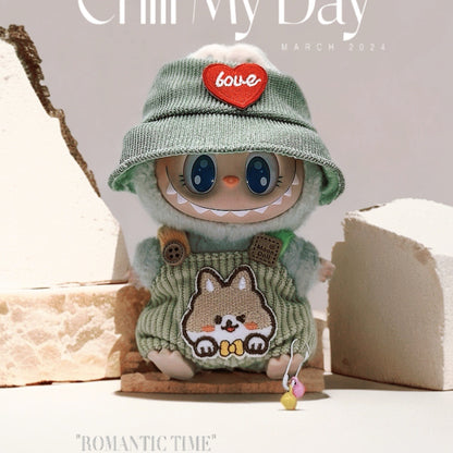 Labubu Doll Outfit - 17cm Cute Overalls & Hat Set