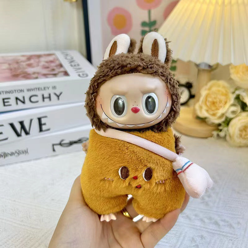 Only clothes] 17CM cloth cloth clothes key chain LABUBU big ear dog powder pig elk suit pendant spot