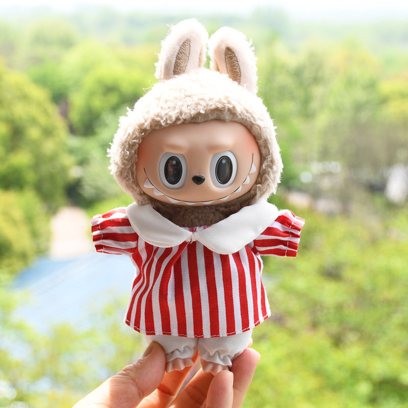 Only baby clothes] 17cm blind box cloth hanging clothes bear corduroy suspenders pants T-shirt key chain baby clothes