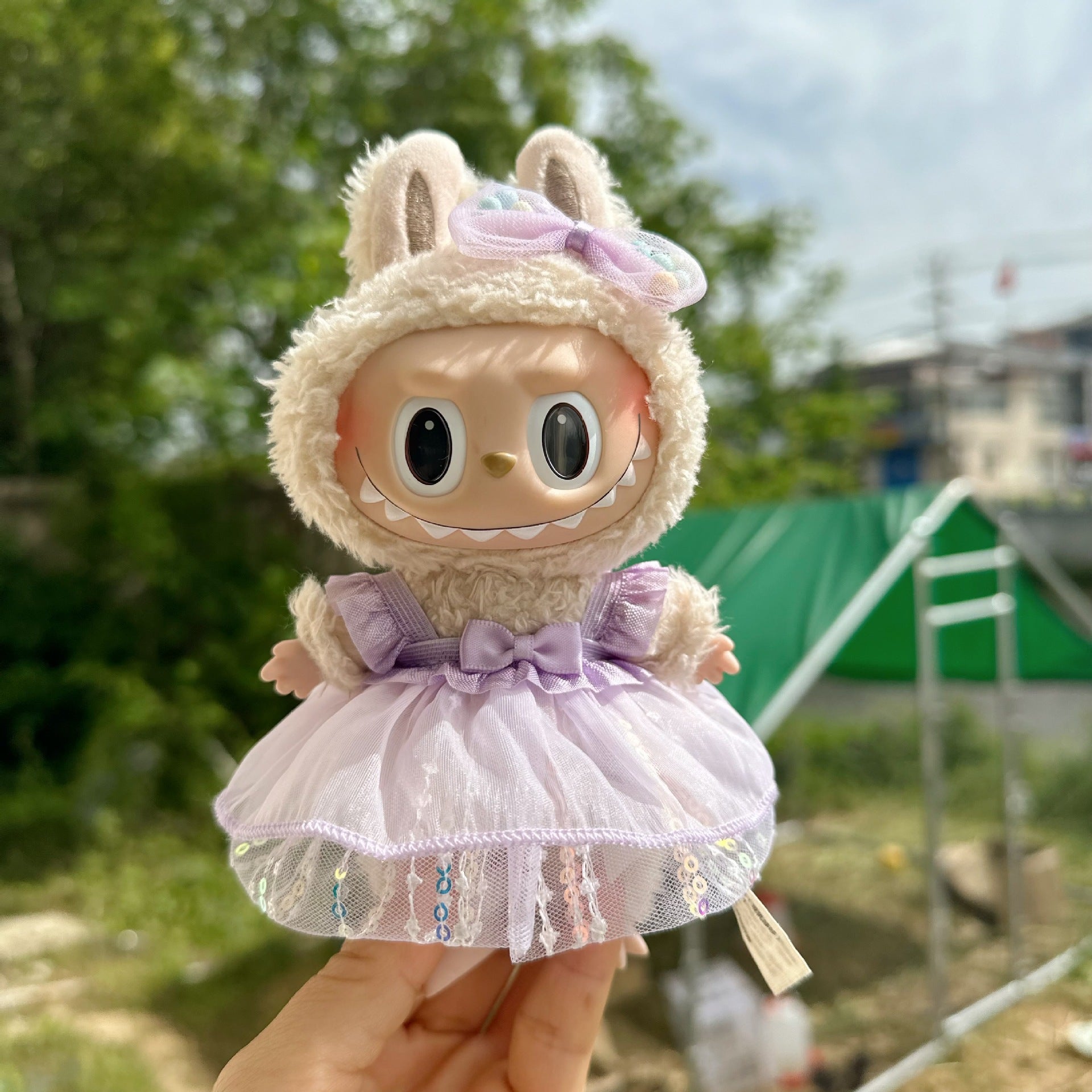 Only clothes] 17CM pendant cloth cloth clothes candy gauze skirt color bow suit LABUBU doll new