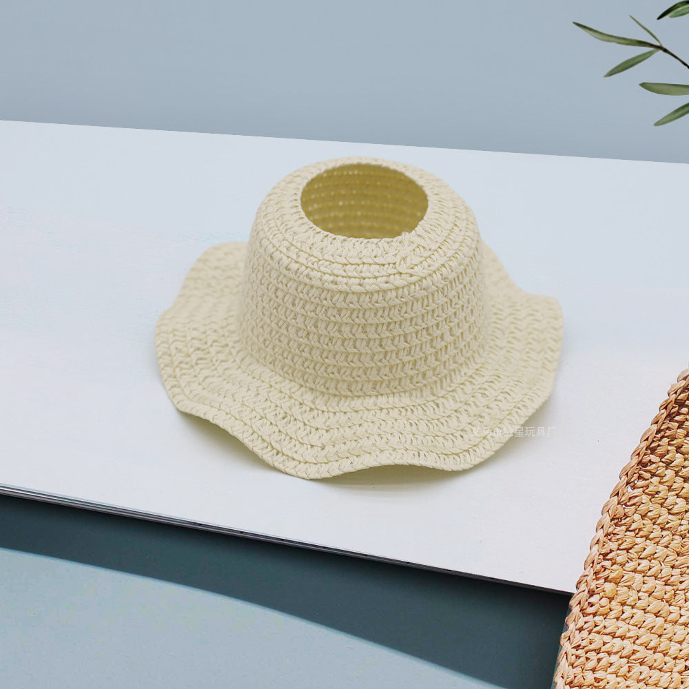 Labubu Empty Top Open Straw Hat Woven Hat Party Clothing Accessories Pastoral Style Labubu Doll Clothes Decorative Matching
