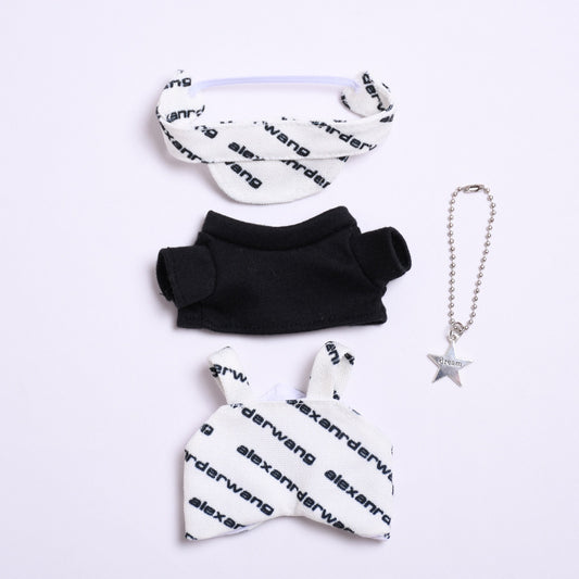 Only clothes] one or two generation pendant cloth cloth clothes letter suspenders suit coat vinyl LABUBU doll coat