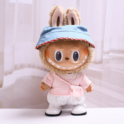 Labubu Doll Knitted Suit with Four-Petal Flower for 38cm Vinyl Doll