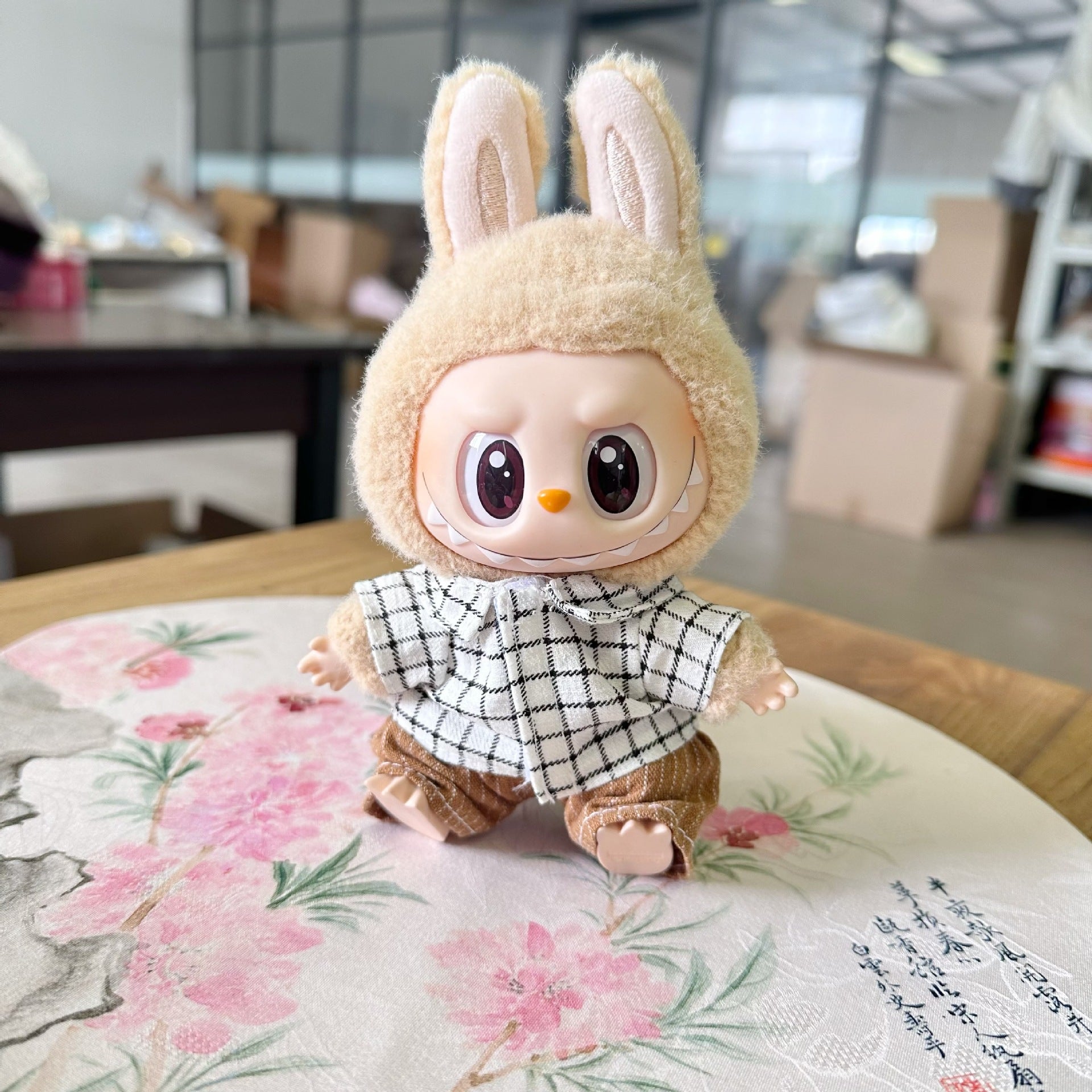 Clothes Only] The First and Second Generation Blind Box Labubu Doll Clothes Pendant LABUBU suit for Mustard Green Plaid