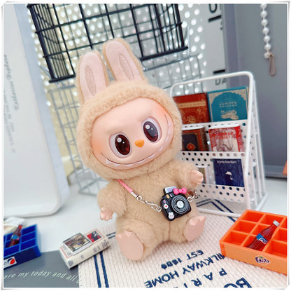 Labubu Doll Clothes - Sweet Dog Travel Outfit & Camera Bags