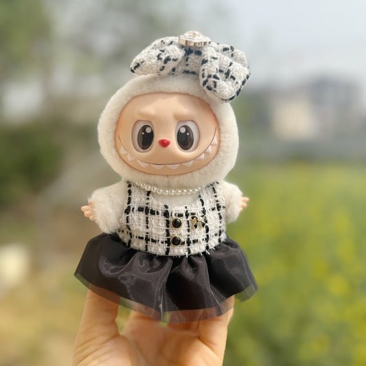 First and Second Generation Blind Box Labubu Doll Clothes Vinyl Pendant Labubu Sitting Party Clothes Lady Small Fragrance Suit