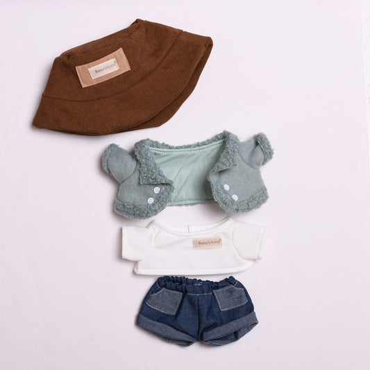 Labubu 38cm Doll Green Wool Coat Three-Piece Outfit