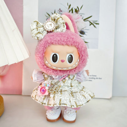Labubu Doll Outfit Set - 4-Piece Skirt & Accessories for 15-17cm Vinyl Doll