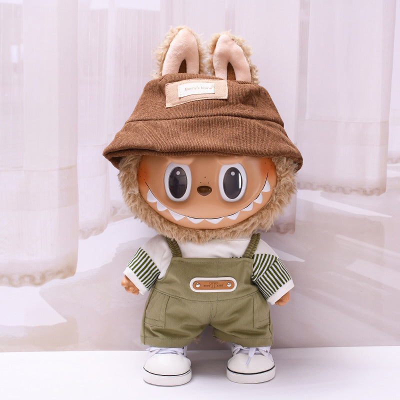 Labubu 38cm Doll Outfit - Striped T-Shirt & Overalls/Shorts Suit