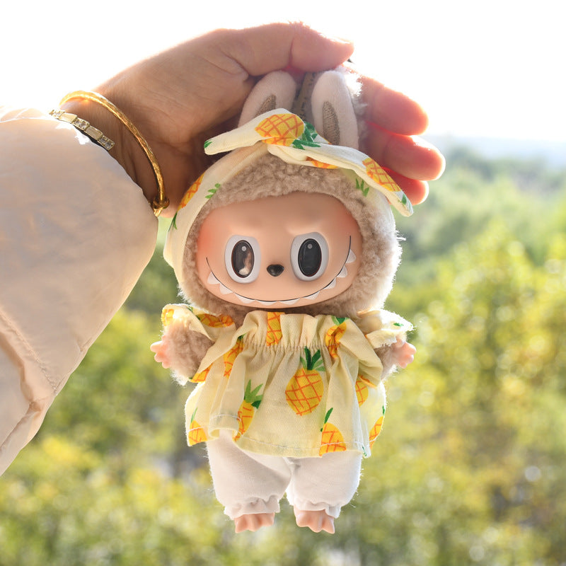 [Clothes for sale only] 17cm pendant cloth cloth clothes with hair band plaid skirt vinyl doll clothes