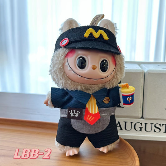 15-17cm labubu Sitting Party Doll Clothes 17cm Vinyl Labu Cute suit Clothes Plush Play