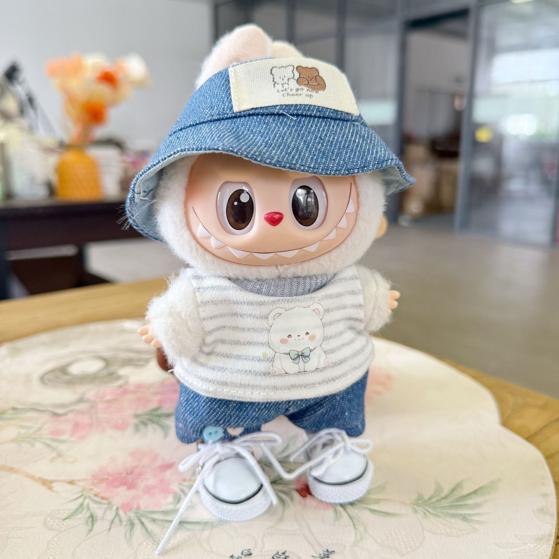 Clothes Only] Labubu Clothes First, Second and Third Generation Blind Box Labubu Replacement Cartoon Stripesd t Jeans Suit