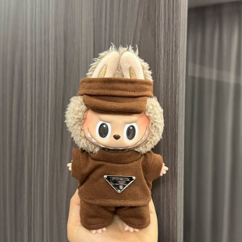 Rab cloth doll labubu17cm pendant one or two generations of vinyl plush doll suit accessories for clothes