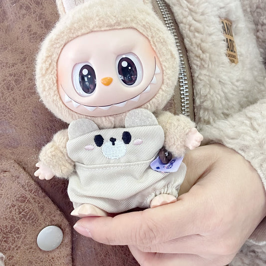 Only clothes] 15cm17cm blind box pull cloth doll clothes LABUBU sit party cartoon suspenders