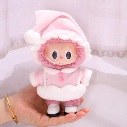 Only clothes] 17cm cloth pendant replacement clothes eggshell pajamas three-piece doll Labubu doll cute