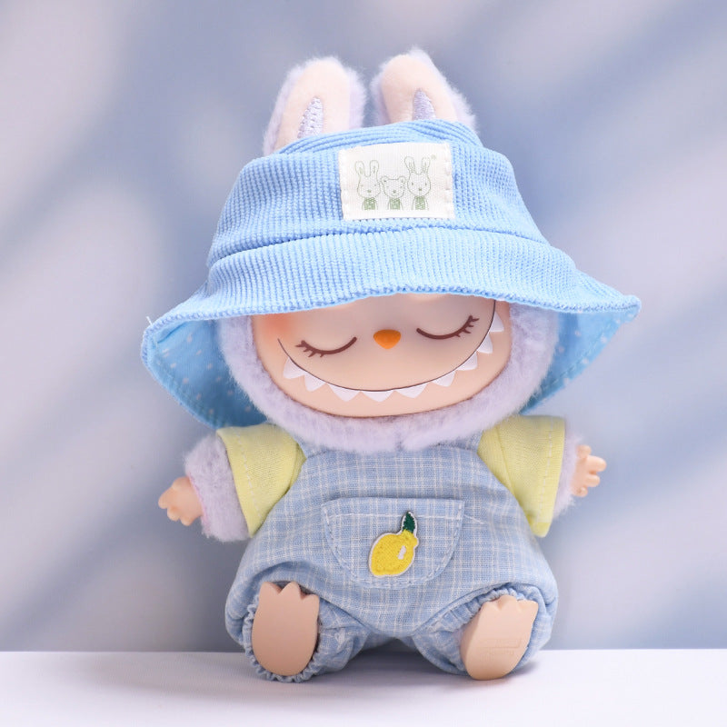 Only clothes] the first and second generation of cloth pendant plaid suspenders suit vinyl Labubu baby clothes