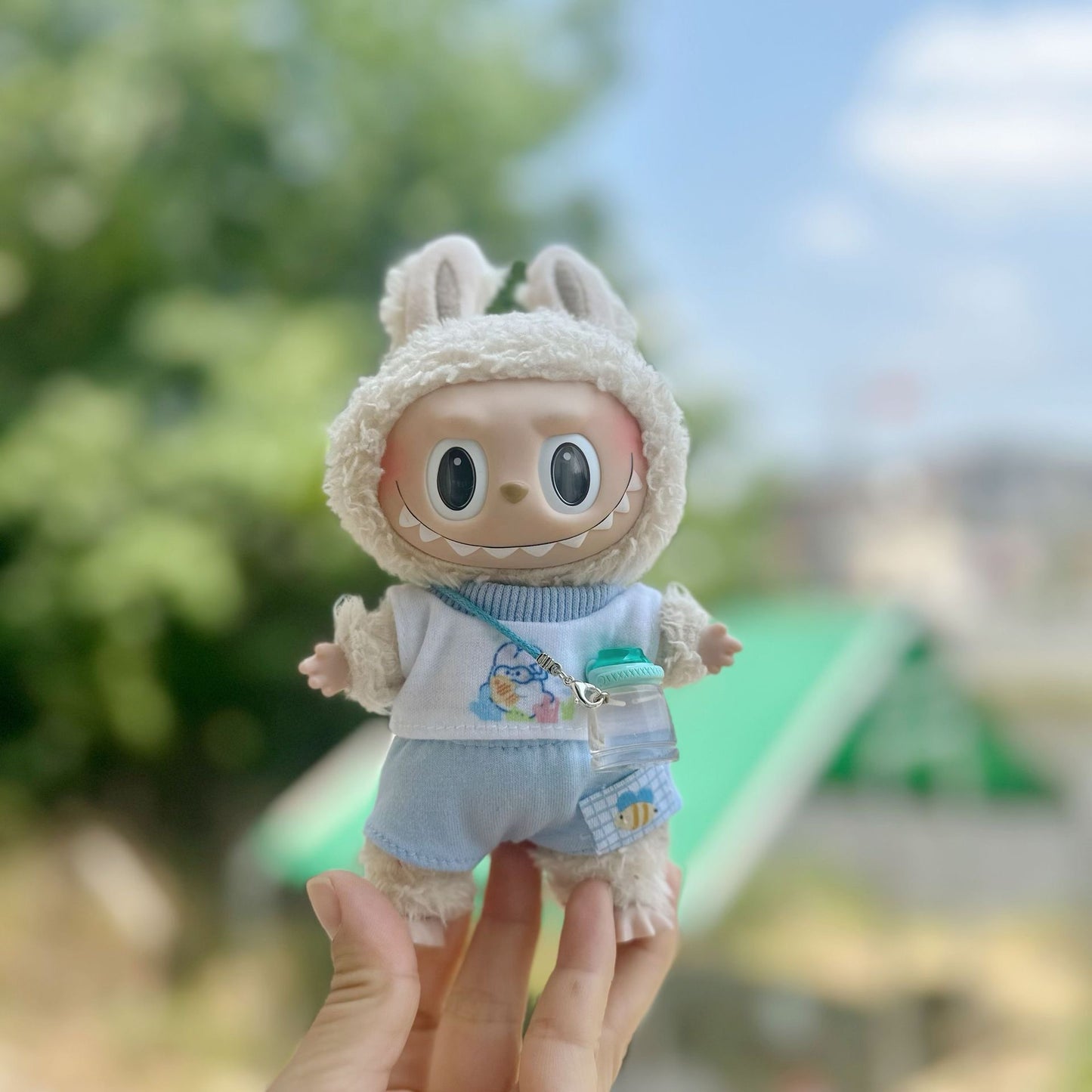 Only clothes] 17CM blind box pull cloth doll clothes key chain LABUBU hat strap pants suit 15CM