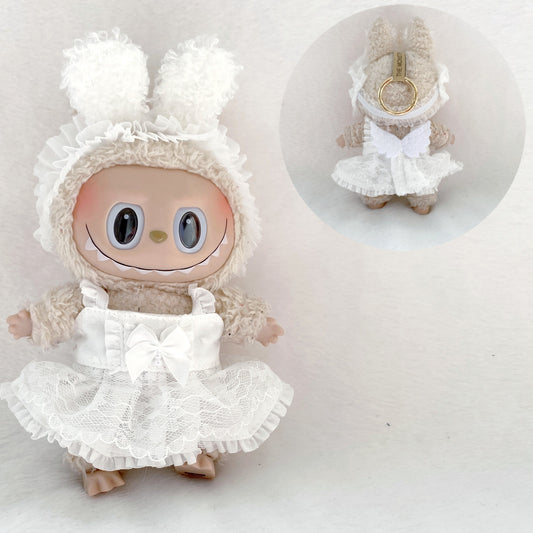 Labubu 17cm Doll Wedding Dress with Lace & Angel Wings