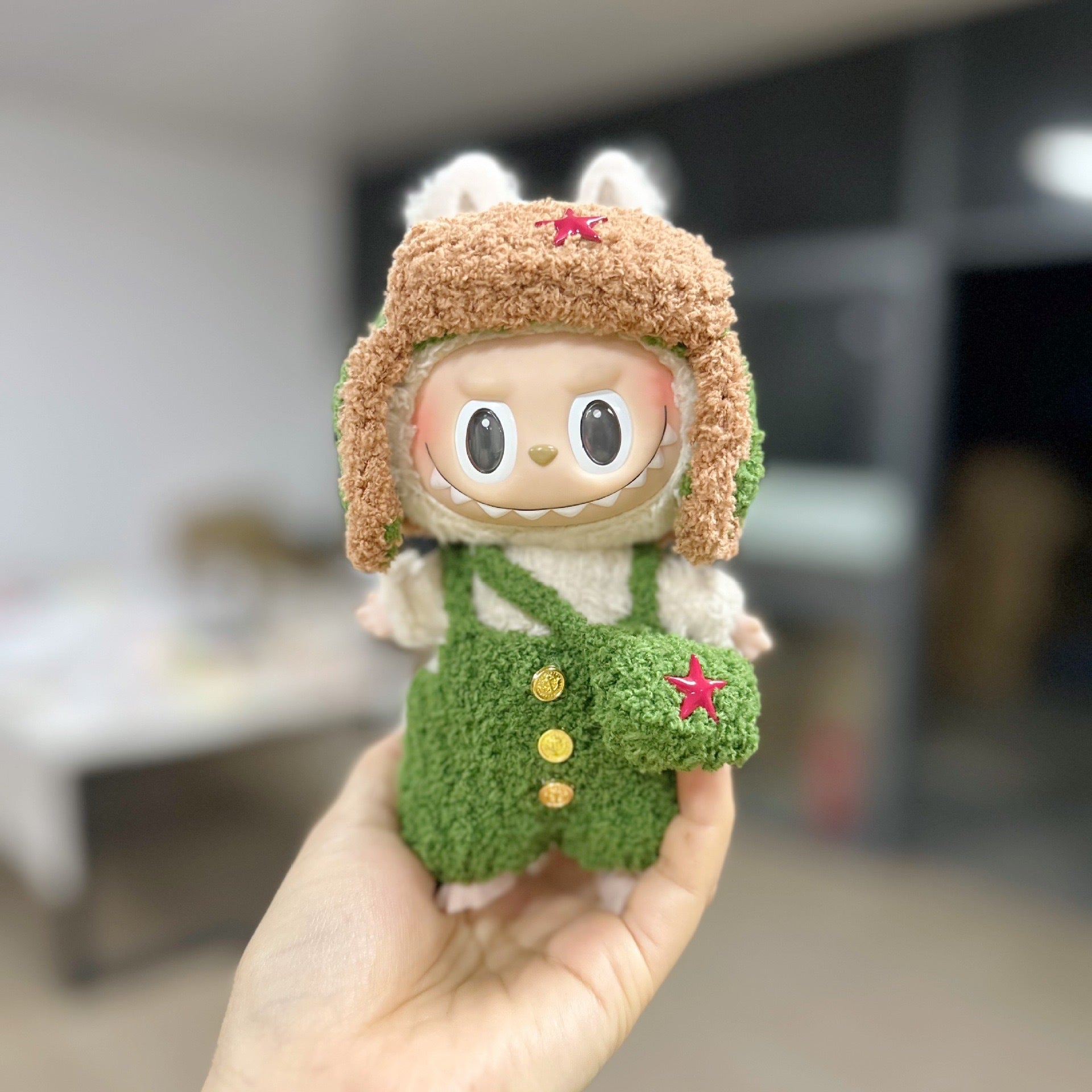 Only clothes] 17cm vinyl blind box cloth clothes handmade cake blue elephant suit LABUBU