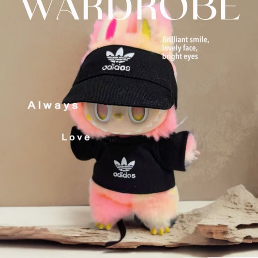 Labubu Doll Outfit - Black & White Hoodie & Pants Set