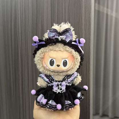 Rab cloth doll labubu17cm pendant one or two generations of vinyl plush doll suit accessories for clothes