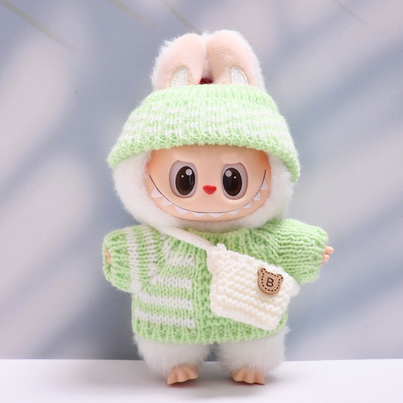Labubu Doll Striped Sweater & Hat Outfit for 1st & 2nd Gen Pendants