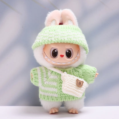 Labubu Doll Striped Sweater & Hat Outfit for 1st & 2nd Gen Pendants