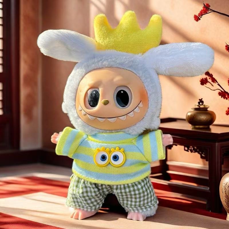 Wholesale labubu labubo doll clothes 17cm blind box pendant one or two generation vinyl doll replacement clothes suit