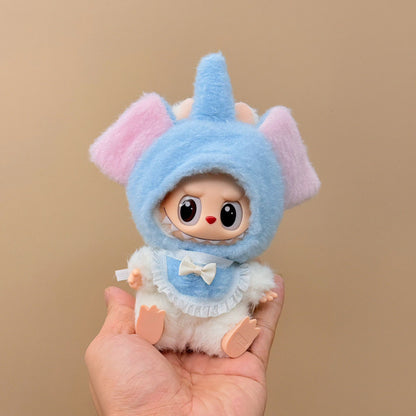 Labubu Doll Outfit Set - 17cm Cute Animal Costume (Headwear & Bib)