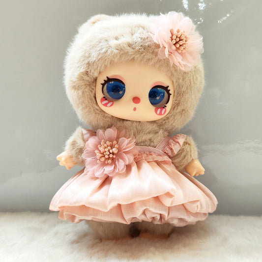 Labubu Doll Princess Dress - 2 Piece Bud Skirt Set (Pink, Champagne, White, Black)