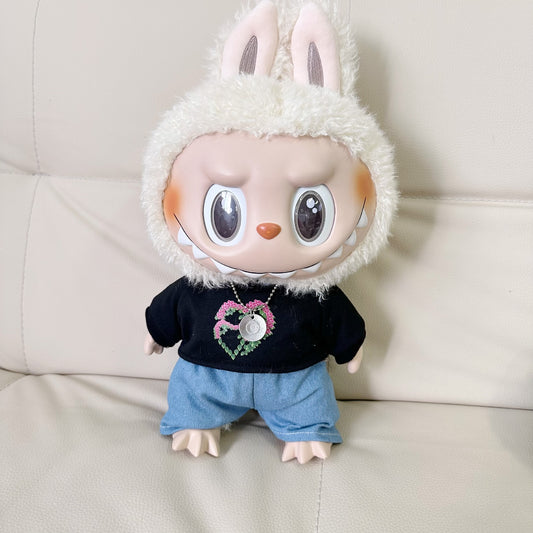 38CM Labubu Doll Clothes Dress for LABUBU Doll Believe in Love suit Necklace Hat Accessories Fashion