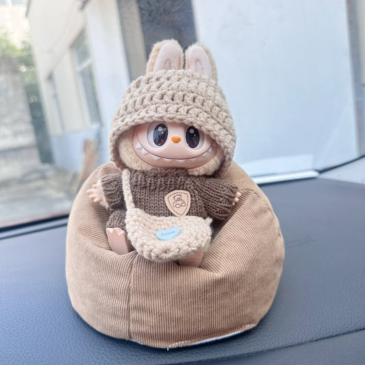 Only clothes] one or two generation blind box pull cloth universal doll LABUBU bear standard coffee sweater hat small bag suit