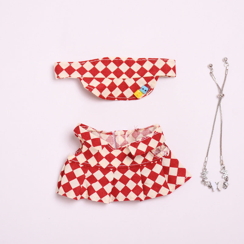 Only clothes] blind box pendant 17cm cloth clothes plaid tennis skirt suit vinyl labubu doll skirt