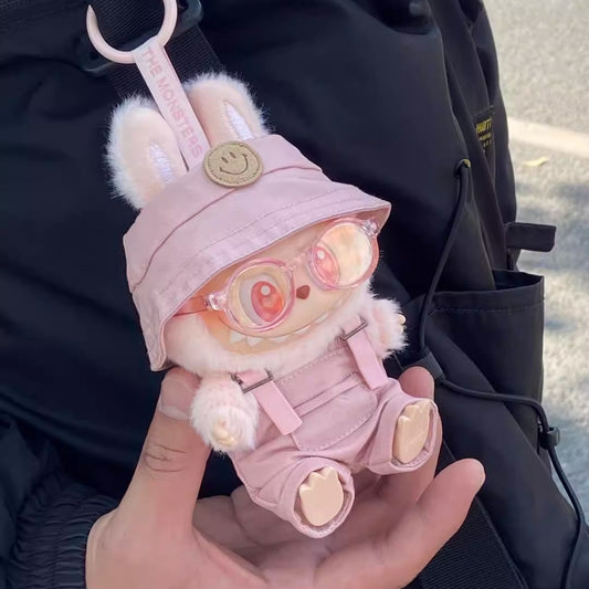 Labubu Doll Outfit Set - Overalls, Hat & Glasses for 15cm Vinyl Doll