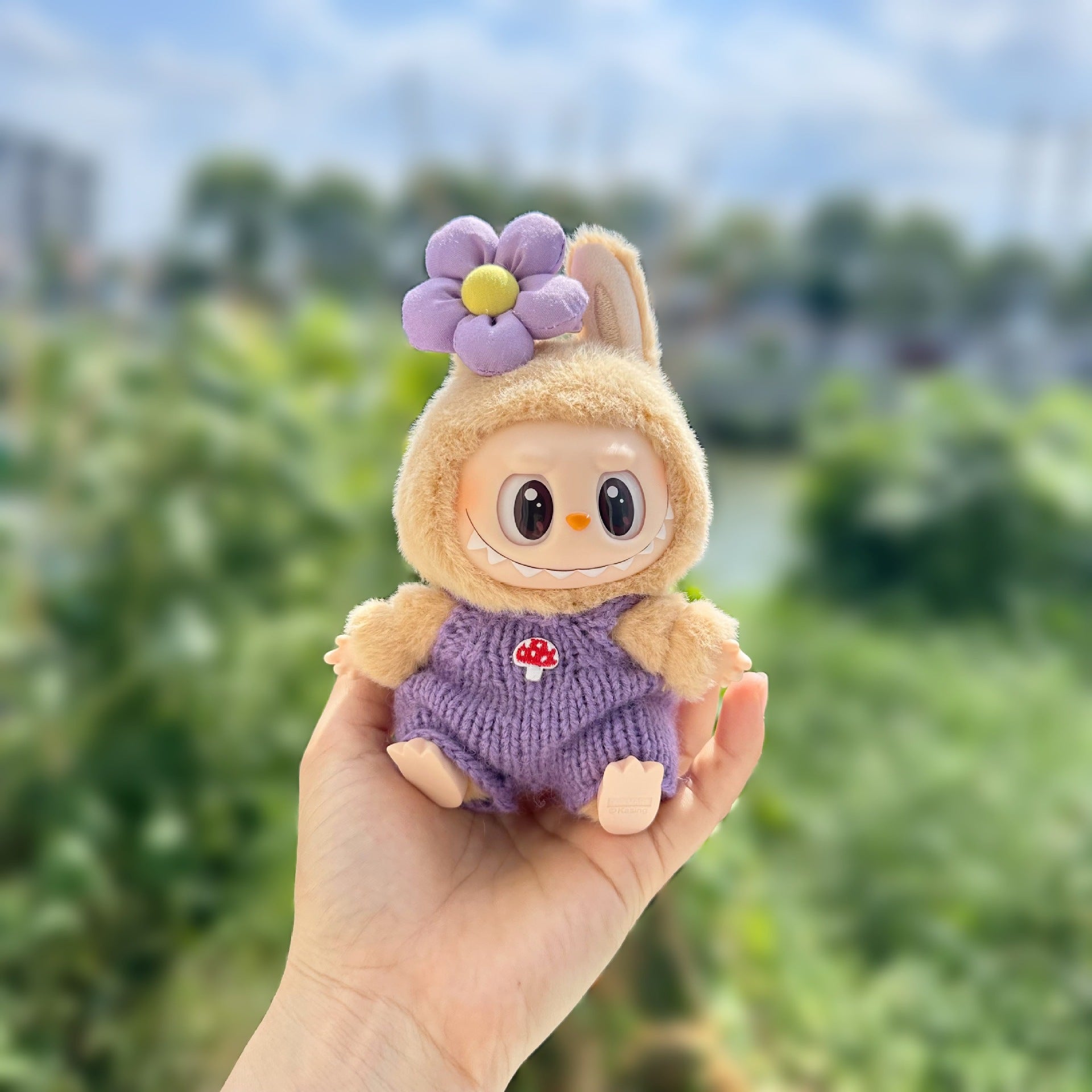 Only clothes] second generation blind box sit party labubu clothes handmade wool suspenders pull cloth