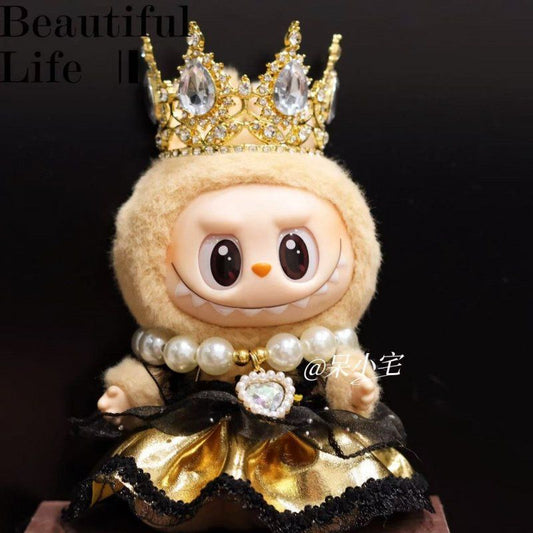 Labubu Doll Golden King Outfit for 17cm Vinyl Doll