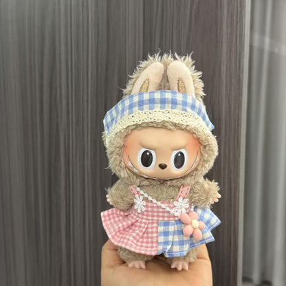 Wholesale labubu doll 17cm pendant one or two generation vinyl plush doll with suit for clothes