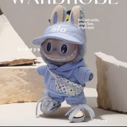 17cm Labubu Doll Clothes - Macaron Three-Piece Set