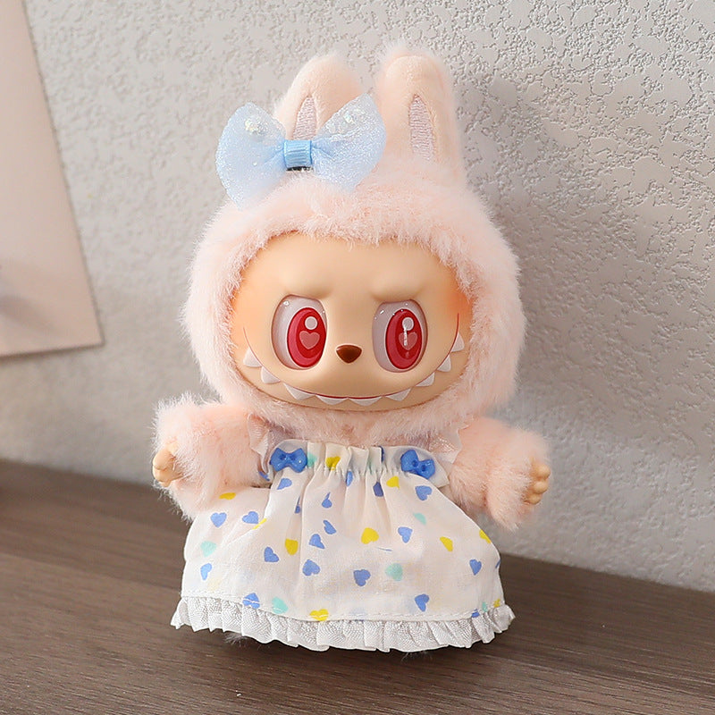 The first and second generation labubu labubu sit party vinyl doll blind box pendant doll clothes for wedding dress skirt