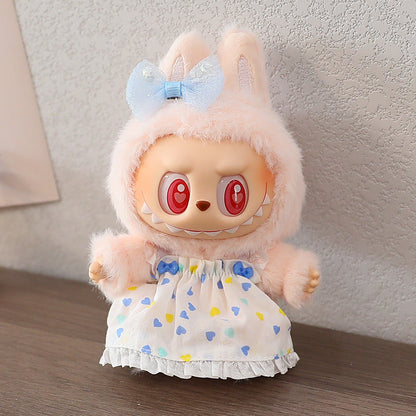 The first and second generation labubu labubu sit party vinyl doll blind box pendant doll clothes for wedding dress skirt