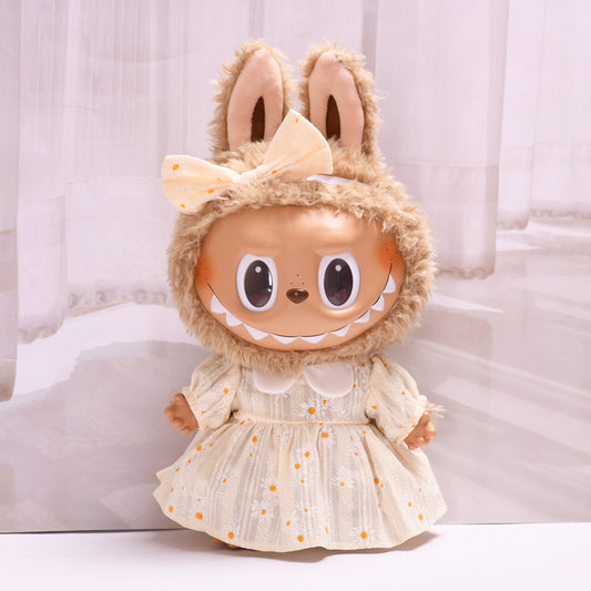 Labubu 38cm Vinyl Doll Summer Dress - Small Chrysanthemum Skirt Suit