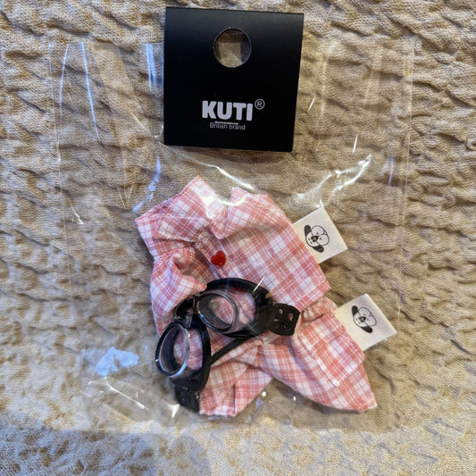 Labubu Doll Clothes with Glasses - Plaid & Denim Outfits