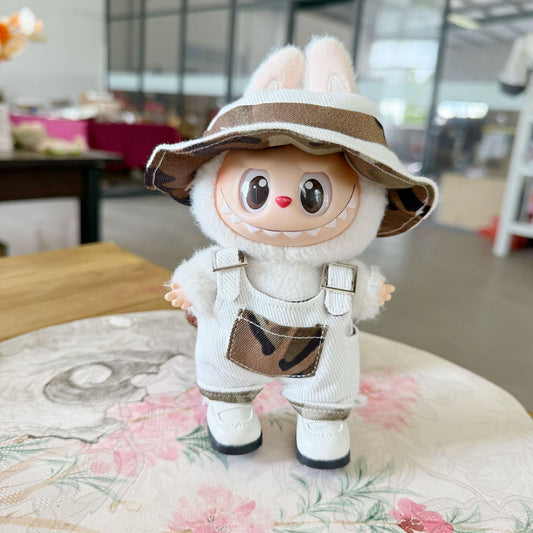 Labu cloth clothes key chain LABUBU for white canvas Denim fisherman hat suit one or two generation doll clothes