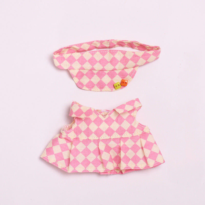 Only clothes] blind box pendant 17cm cloth clothes plaid tennis skirt suit vinyl labubu doll skirt