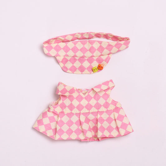 Only clothes] blind box pendant 17cm cloth clothes plaid tennis skirt suit vinyl labubu doll skirt