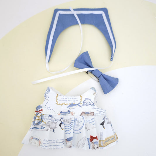 Cartoon Student Skirt Suitable for 17cm Labubu Key Chain Pendant Doll Clothes Dress for Labubu Blind Box Doll