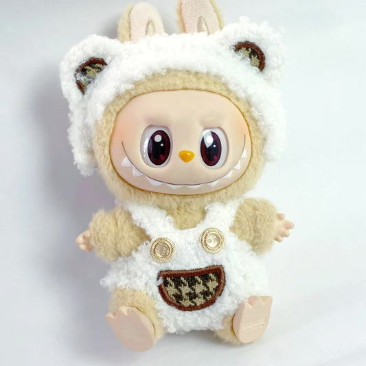 Labubu Doll Clothes - Little Sheep & Bear Overalls Jumpsuit 2-Piece Set