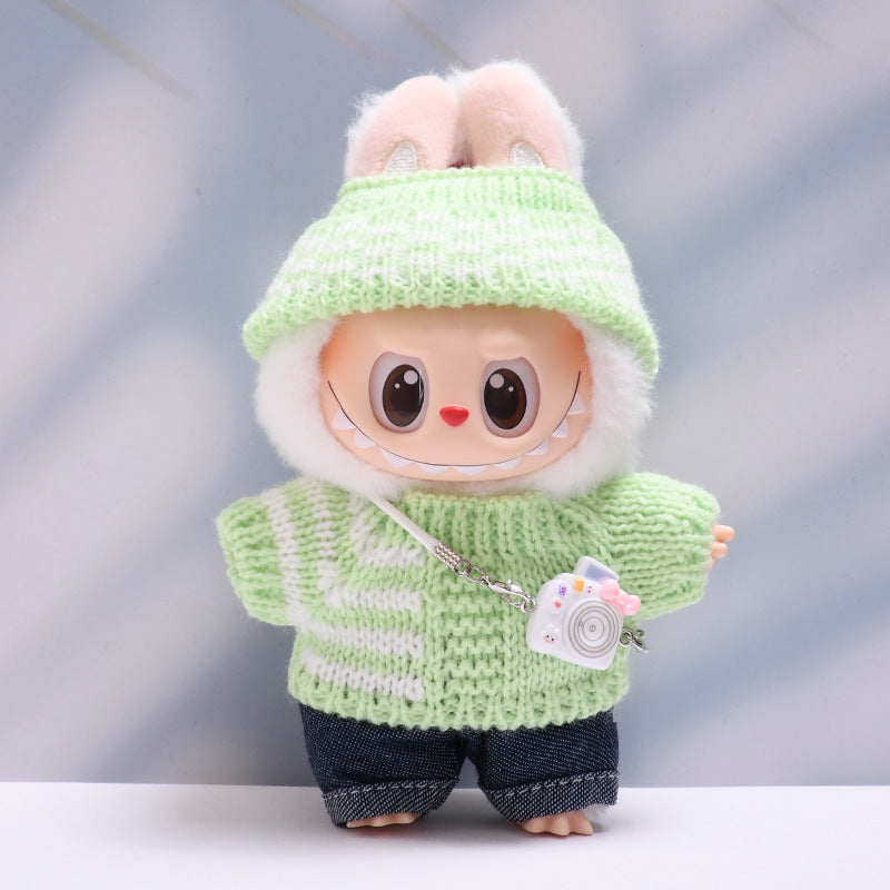 Labubu Doll Striped Sweater & Hat Outfit for 1st & 2nd Gen Pendants